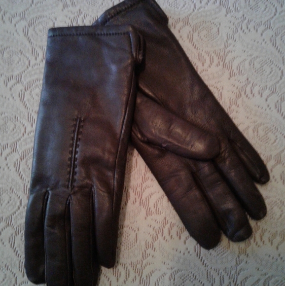 🌺 NEW Brown Fur Lined Leather Gloves - Picture 4 of 5